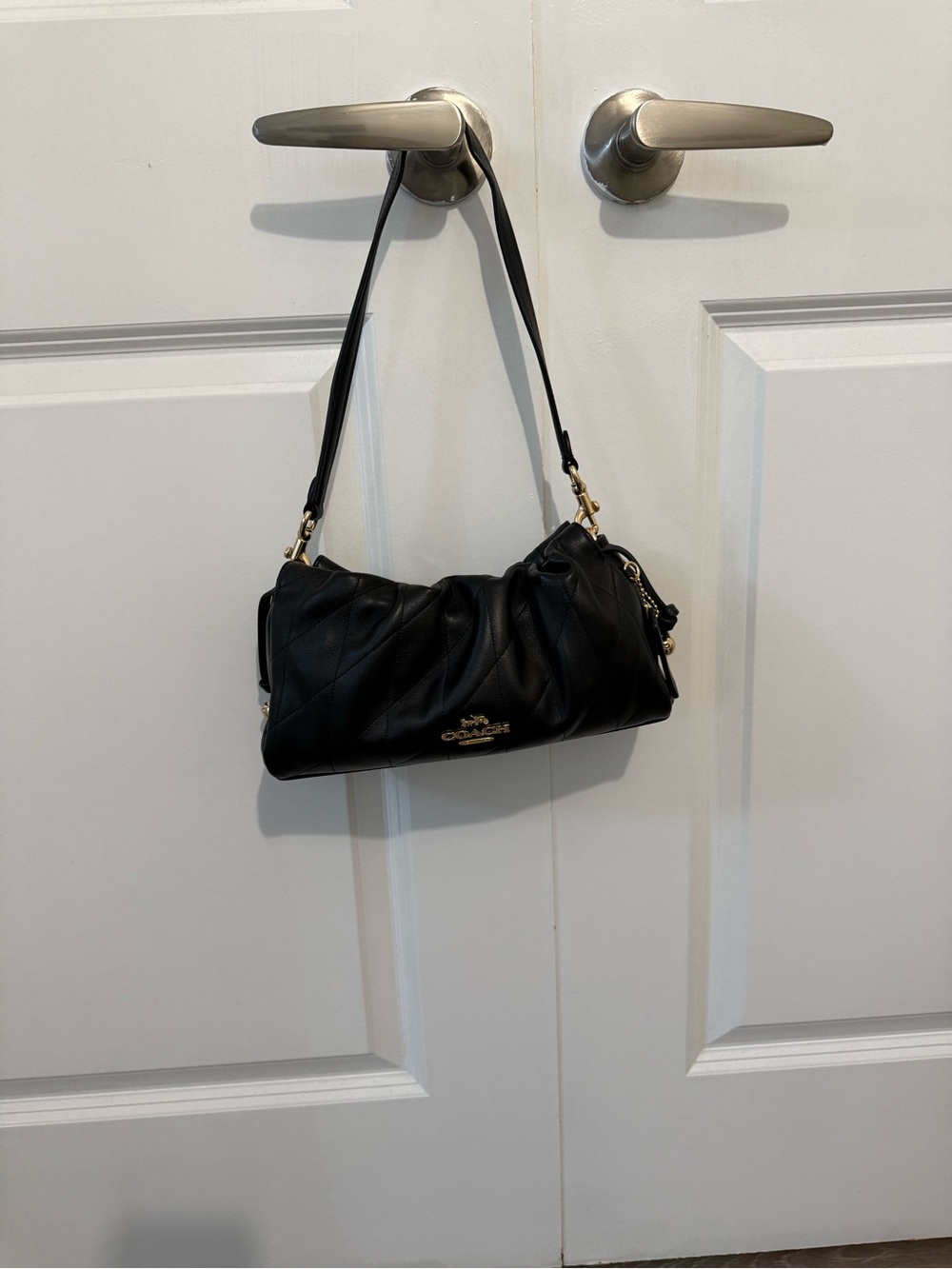 Coach Black Quilted Leather Mini Shoulder Bag with Gold Hardware